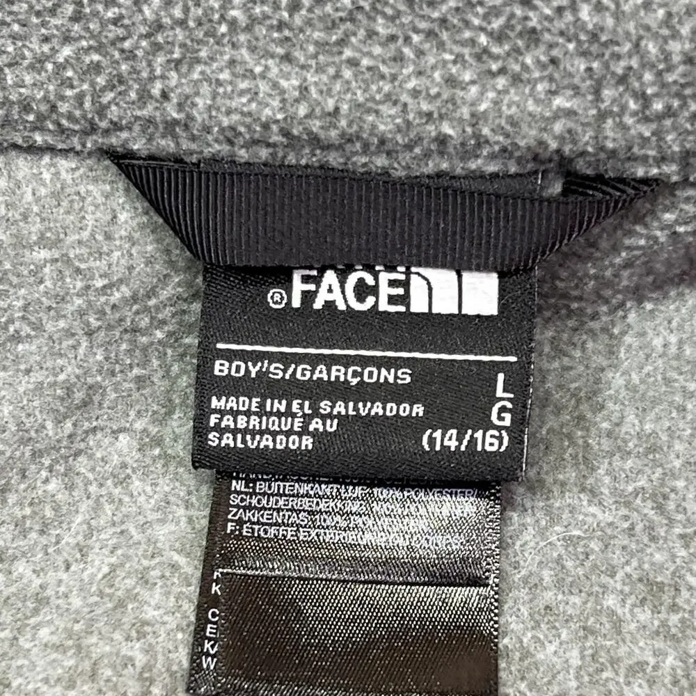 The North Face Jacket Boys Large 14/16 Gray Black Fleece Full Zip Chest Pocket